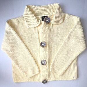 Pure Handknit cardigan sweater Size M / L 100% cotton EUC with beautiful buttons